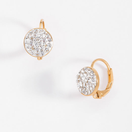 Aretes en baño de oro con piedra cristal