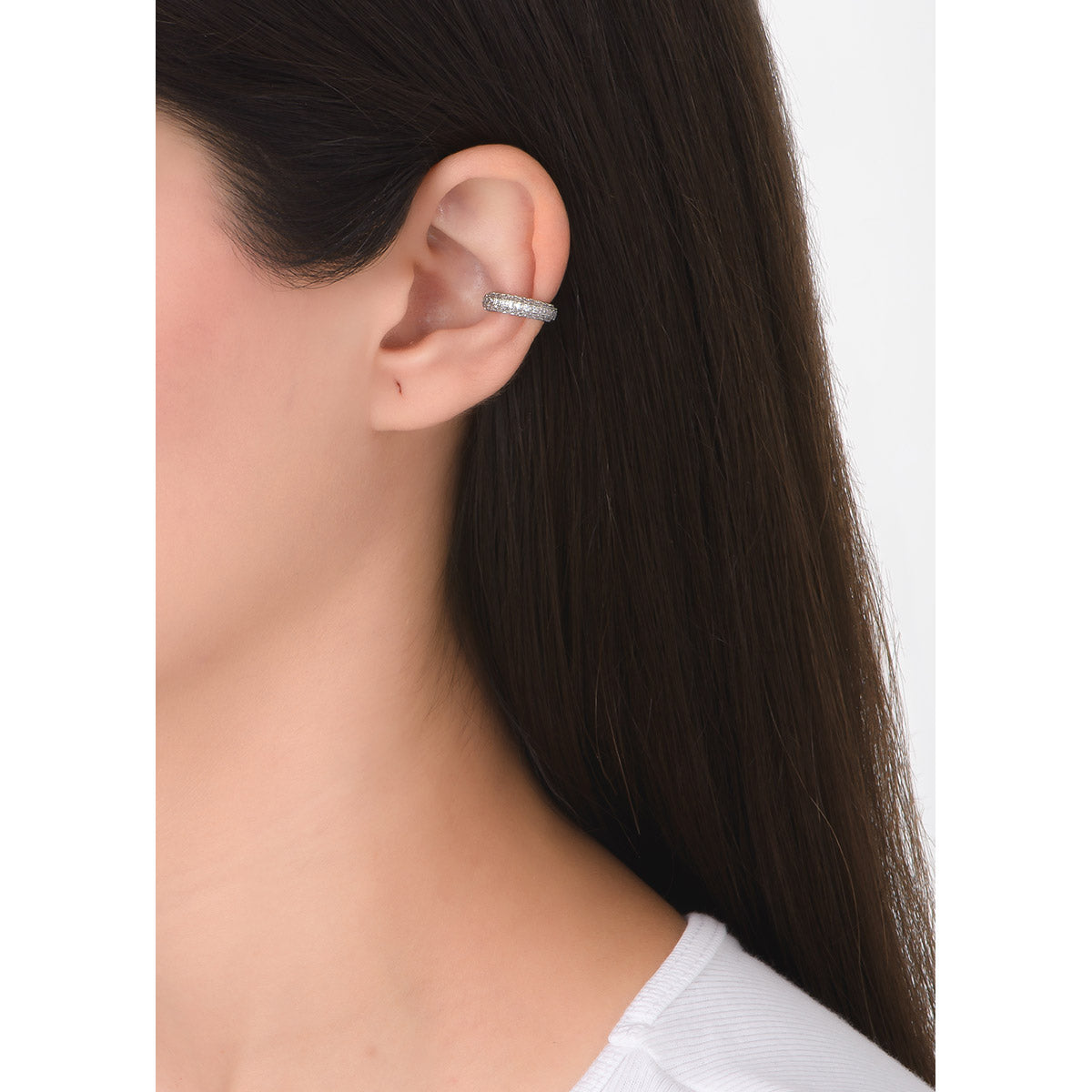 Ear cuff en platino con Diamonice cristal moderno