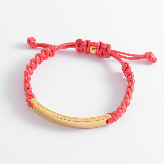 Pulsera moderna en baño de oro 18k con cordón rojo