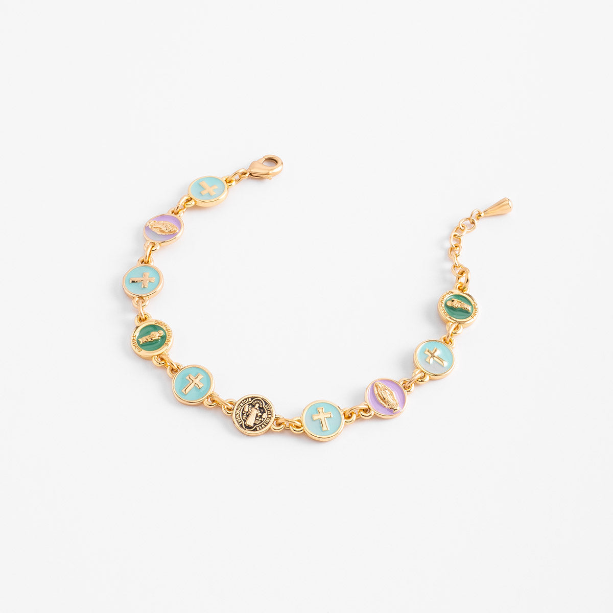 Pulsera en baño de oro con dijes esmaltados multicolor